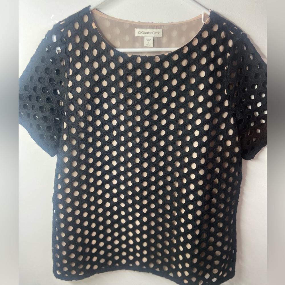 Coldwater Creek Black Open Weave Women's Blouse